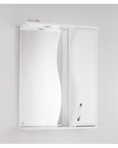 Зеркало со шкафом Style Line Эко волна Панда 60 С с подсветкой Белый глянец