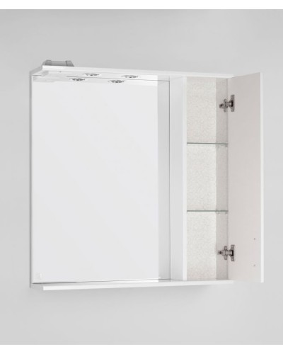 Зеркало со шкафом Style Line Эко стандарт Панда 75 С с подсветкой Белый глянец