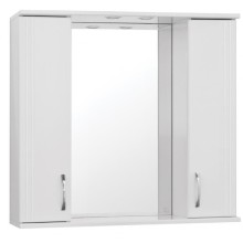 Зеркало со шкафом Style Line Эко стандарт Панда 80 С с подсветкой Белый глянец