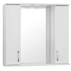 Зеркало со шкафом Style Line Эко стандарт Панда 80 С с подсветкой Белый глянец