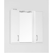 Зеркало со шкафом Style Line Эко стандарт Панда 80 С с подсветкой Белый глянец