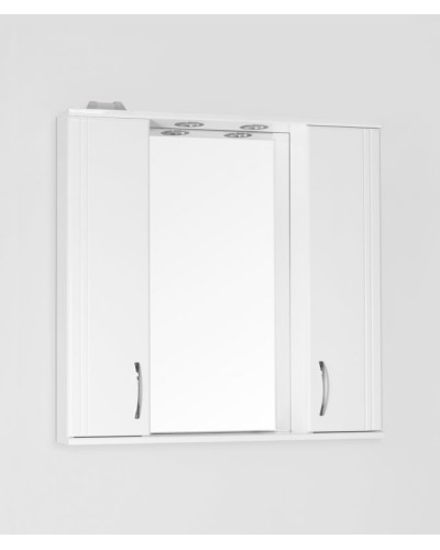 Зеркало со шкафом Style Line Эко стандарт Панда 80 С с подсветкой Белый глянец