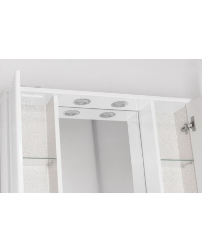 Зеркало со шкафом Style Line Эко стандарт Панда 80 С с подсветкой Белый глянец