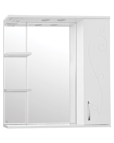 Зеркало со шкафом Style Line Эко фьюжн Панда 80 С с подсветкой Белый глянец