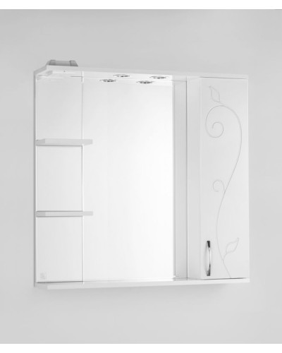 Зеркало со шкафом Style Line Эко фьюжн Панда 80 С с подсветкой Белый глянец