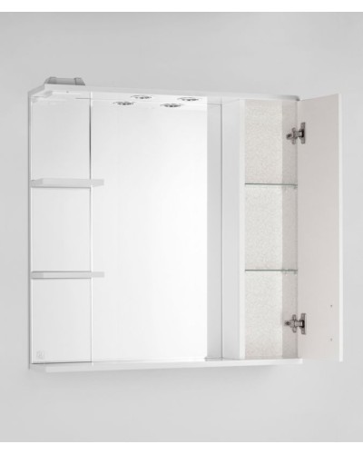 Зеркало со шкафом Style Line Эко фьюжн Панда 80 С с подсветкой Белый глянец