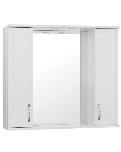 Зеркало со шкафом Style Line Эко стандарт Панда 90 С с подсветкой Белый глянец