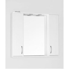 Зеркало со шкафом Style Line Эко стандарт Панда 90 С с подсветкой Белый глянец