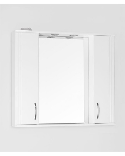 Зеркало со шкафом Style Line Эко стандарт Панда 90 С с подсветкой Белый глянец