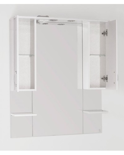 Зеркало со шкафом Style Line Эко стандарт Энигма 90 С с подсветкой Белый глянец
