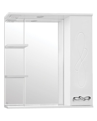 Зеркало со шкафом Style Line Венеция 75 С с подсветкой Белый глянец