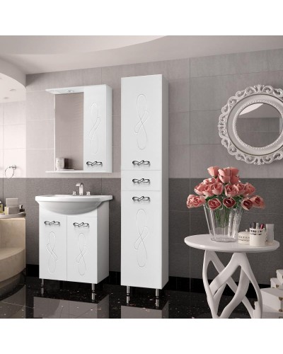 Зеркало со шкафом Style Line Венеция 90 С с подсветкой Белый глянец