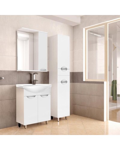 Зеркало со шкафом Style Line Жасмин 70 С с подсветкой Белый глянец