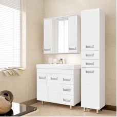 Зеркало со шкафом Style Line Ирис 65 С с подсветкой Белый глянец