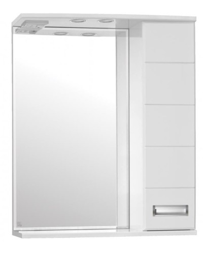 Зеркало со шкафом Style Line Ирис 65 С с подсветкой Белый глянец