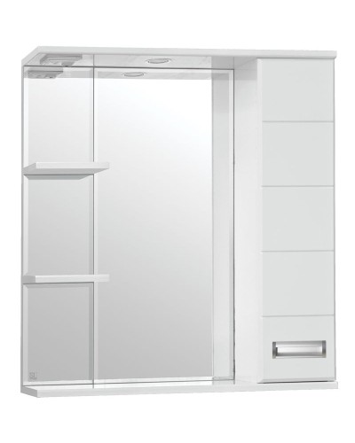 Зеркало со шкафом Style Line Ирис 75 С с подсветкой Белый глянец