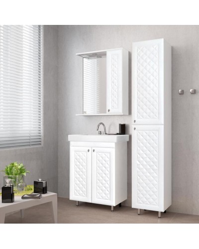 Зеркало со шкафом Style Line Канна 60 С Люкс с подсветкой Белый глянец