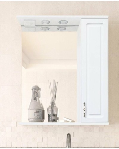 Зеркало со шкафом Style Line Олеандр 2 Люкс 65 ЛС-00000050 с подсветкой Белое