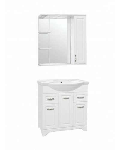 Зеркало со шкафом Style Line Олеандр 2 Люкс 75 ЛС-00000051 с подсветкой Белое