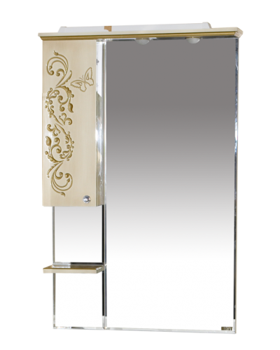 Бабочка - 75  Зеркало-шкаф лев.(свет) бежевое патина