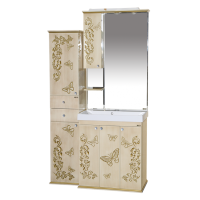 Бабочка - 75  Зеркало-шкаф лев.(свет) бежевое патина