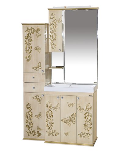 Бабочка - 75  Зеркало-шкаф лев.(свет) бежевое патина