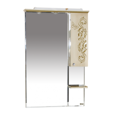 Бабочка - 75  Зеркало-шкаф прав.(свет) бежевое патина