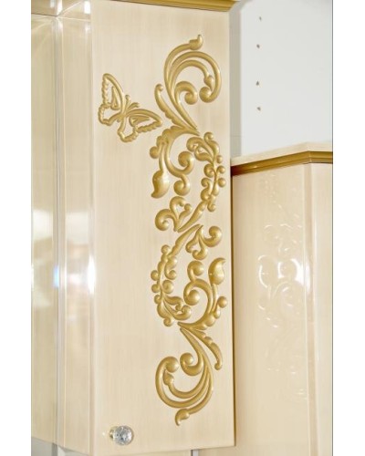 Бабочка - 75  Зеркало-шкаф прав.(свет) бежевое патина