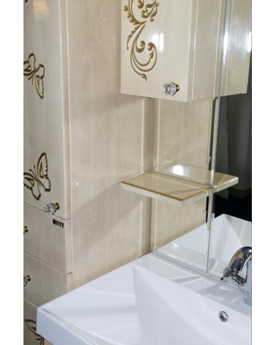 Бабочка - 90 Зеркало-шкаф лев.(свет) бежевое патина