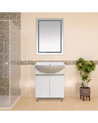 2 Неон - Зеркало LED  600х800 сенсор на зеркале (двойная подсветка) О