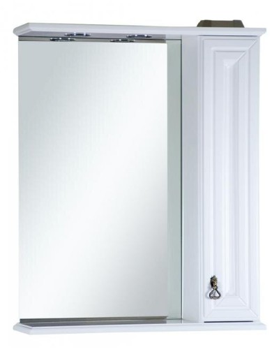 Лувр - 75 Зеркало со шкафчиком, прав., белое О