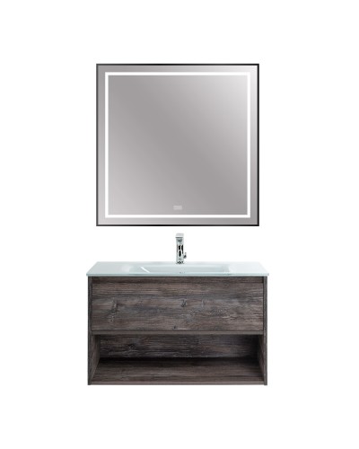 Зеркало в раме с подсветкой сенсорным выкл. и подогревом BelBagno SPC-KRAFT-800-800-LED-TCH-WARM-NERO