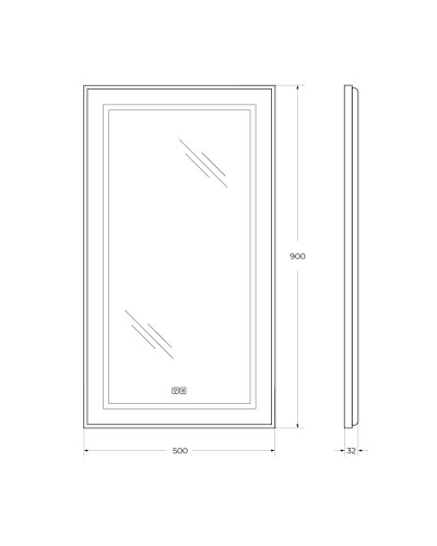 Зеркало в раме с подсветкой сенсорным выкл. и подогревом BelBagno SPC-KRAFT-500-900-LED-TCH-WARM