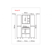 Венера - 80 Зеркало-шкаф прав. со светом белое