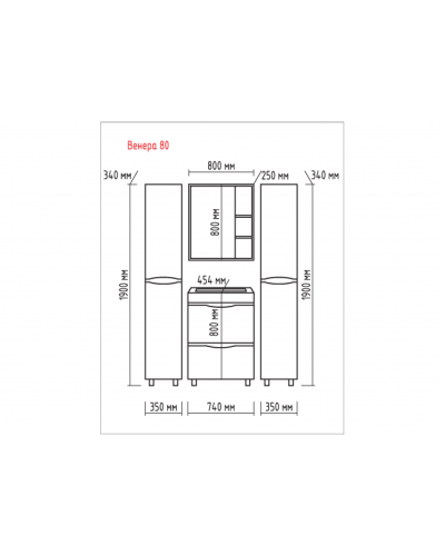 Венера - 80 Зеркало-шкаф прав. со светом белое