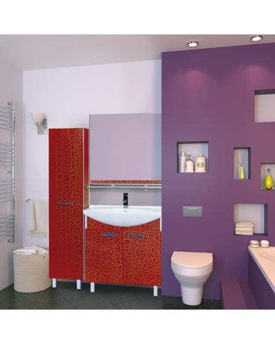 Джулия - 75 Зеркало с полочкой 12 КРАКОЛЕТ красный