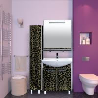 Джулия - 75 Зеркало с полочкой 12 КРАКОЛЕТ черный