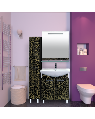 Джулия - 75 Зеркало с полочкой 12 КРАКОЛЕТ черный