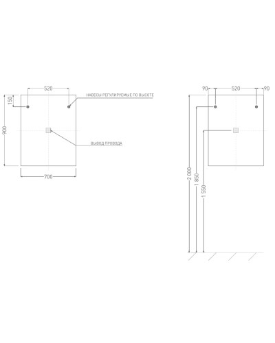 Зеркало 70x90 см Salini Ombra 27M017090BH