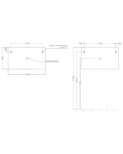 Зеркало 120x70 см Salini Ombra 27M021270BH