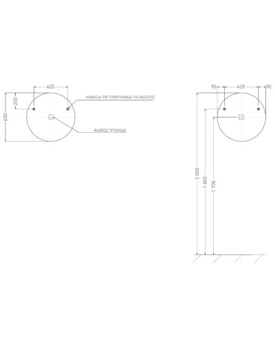 Зеркало 60x60 см Salini Ombra 27M0360BH