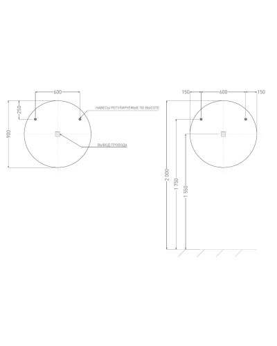 Зеркало 90x90 см Salini Ombra 27M0390BH