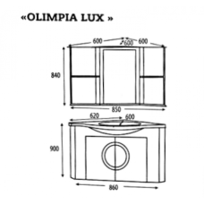 Olimpia LUX  - 60 Зеркало - шкаф угловое лев. черное патина