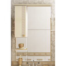 Olimpia LUX  - 75  Зеркало-шкаф лев.(свет) бежевое патина