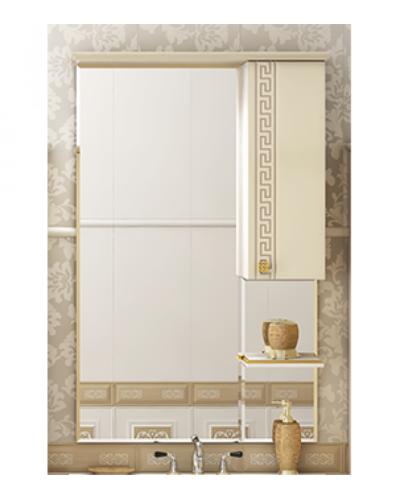 Olimpia LUX  - 75  Зеркало-шкаф прав.(свет) бежевое патина