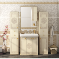 Olimpia LUX  - 75  Зеркало-шкаф прав.(свет) бежевое патина