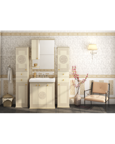 Olimpia LUX  - 90  Зеркало-шкаф лев.(свет) бежевое патина