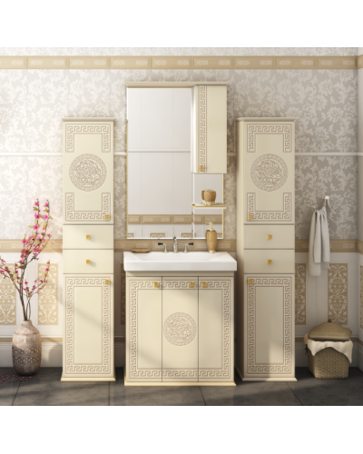 Olimpia LUX  - 90  Зеркало-шкаф прав.(свет) бежевое патина