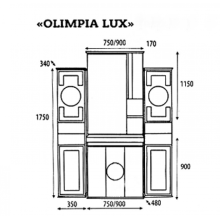 Olimpia LUX  - 90  Зеркало-шкаф прав.(свет) бежевое патина