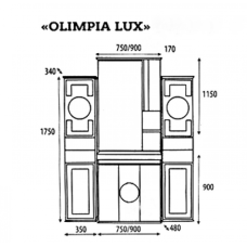 Olimpia LUX  - 90  Зеркало-шкаф прав.(свет) бежевое патина